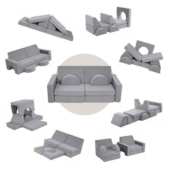 Sofá Modular Lúdico Para Niños Alva Relan Gris