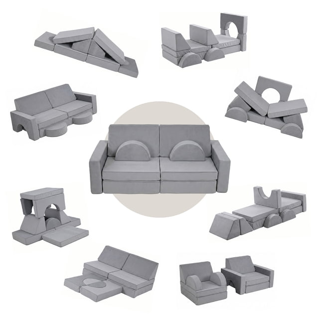 Sofá Modular Lúdico Para Niños Alva Relan Gris