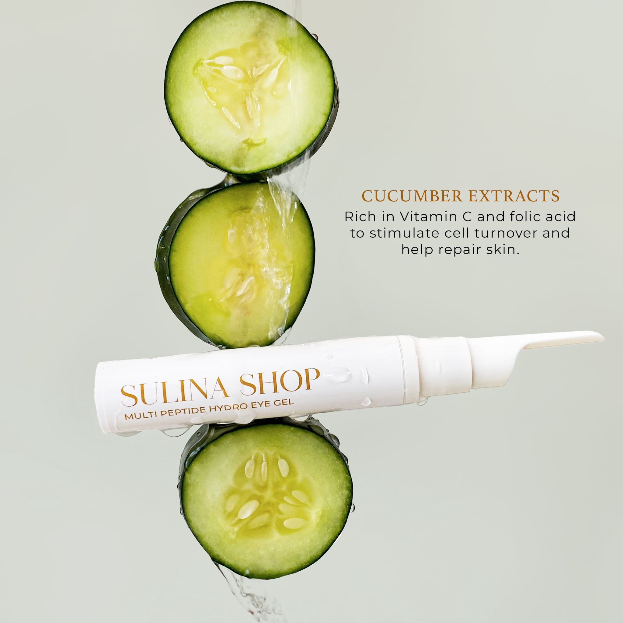 Peptide Eye Gel - Under Eye Cream with Multiple Peptides, Depuff, Remove Dark Circles, Wrinkles, Cucumber, Licorice Root - 12 Ml