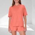 thumbnail image 2 of fatyb Women's Pajama Sets 2 Piece Short Sleeve Casual T-Shirts Sleepwear Shorts Matching Lounge Outfits, 2 of 7