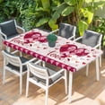 thumbnail image 2 of Happy Valentine's Day Table Cloths for 3 Foot Rectangle Tables, Beige Love Hearts Romantic Patio Waterproof Elastic Fitted Tablecloths, Washable Rectangular Table Cover for Camping, 2 of 8