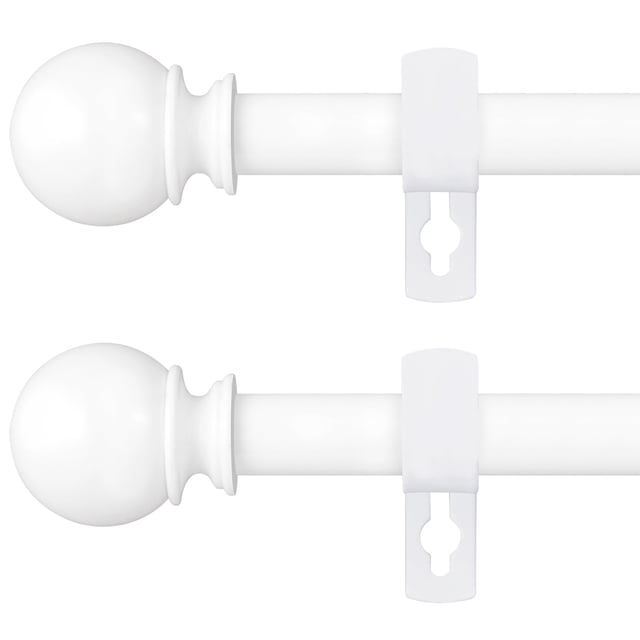 Varillas de cortina blancas acero inoxidable ajustable 28-48 pulgadas 5/8 pulgadas de diámetro barra de cortina con soporte 2.3-4 pies