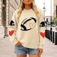 thumbnail image 4 of Women's Vintage Football Graphic Crew Neck Long Sleeve Pullover Sweatshirt, Oversized Loose Fit Drop Shoulder Casual Top, for Daily Wear or Trendy Street Style Outfits Beige L, 4 of 4