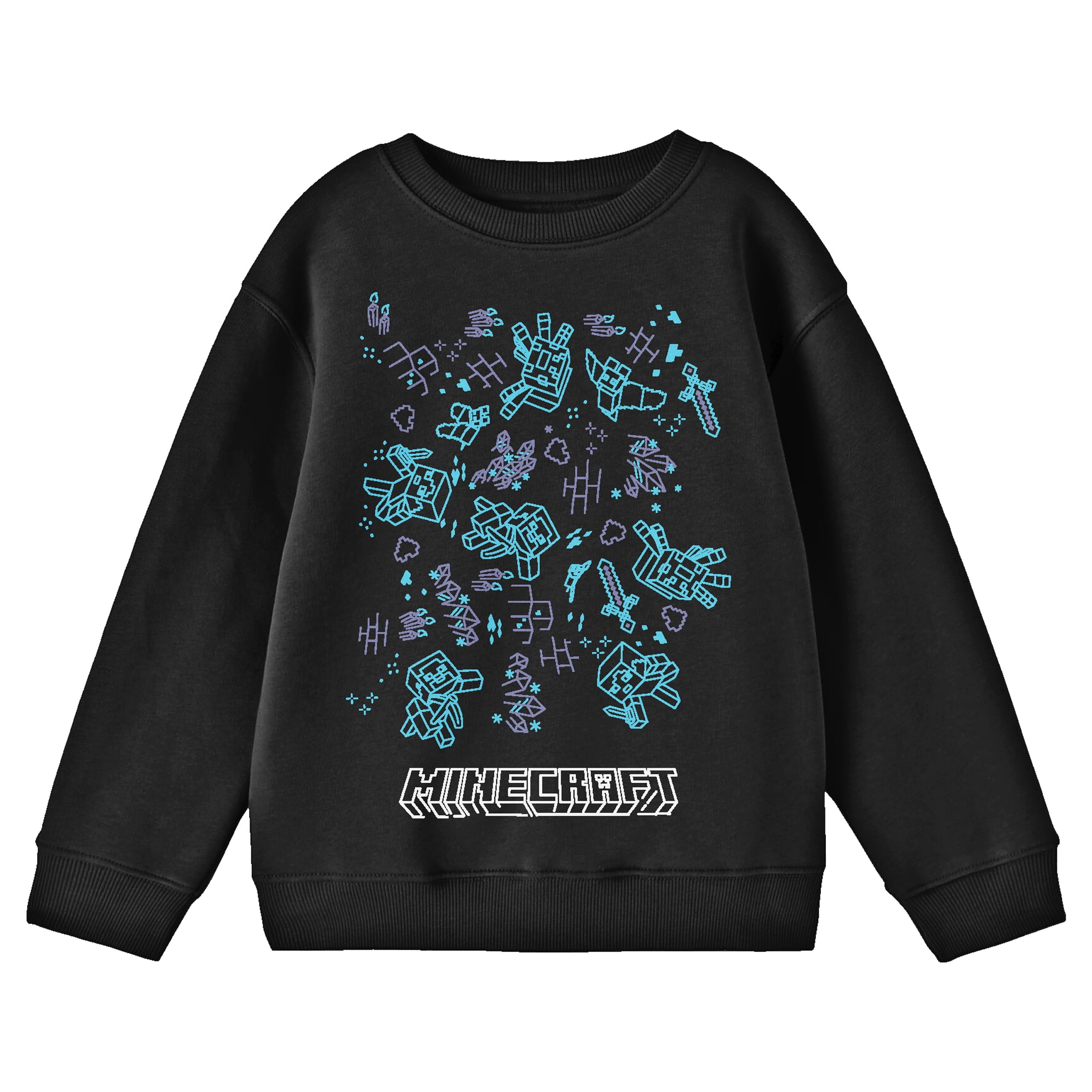 T-shirt Manches Longues Minecraft Ultimate Steve - Taille Youth X-Large, Noir, 100% Coton - Neuf Avec étiquettes