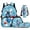 American Flag Wolf, variant on Black Dog Bookbag with Lunch Box, 4Pcs Boys School Bag Set with Pencil Case & Water Bottle Sleeve for Elementary Primary Middle School Kids Back to School Supplies Gifts