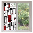 thumbnail image 2 of Red Geometric Window Privacy Film, Modern Black Gray Abstract Striped Art Static Cling UV Sun Blocking Tint Film Heat Control Windows Films for Bedroom Bathroom, Window Stickers 35.4"x78.7", 2 of 8