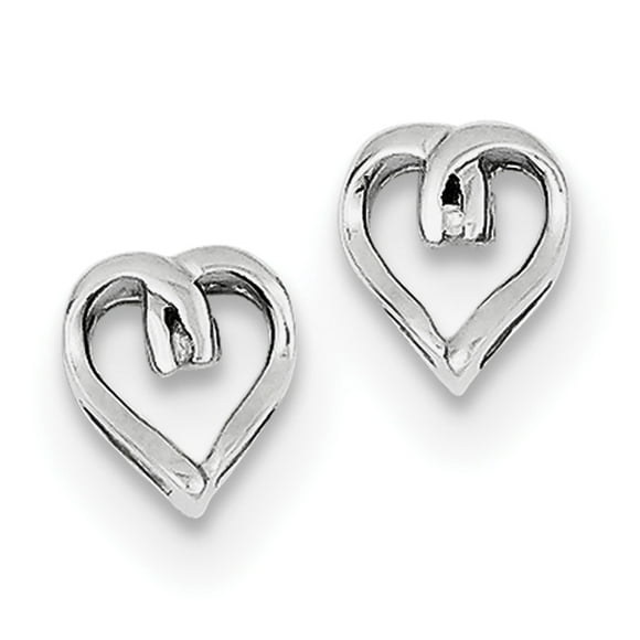 Boucles d'Oreilles en Argent Sterling Rhodié avec Cœur en Diamant QDX284