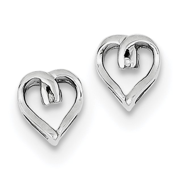 Sterling Silver Rhodium Diamond Heart Post Earrings QDX284