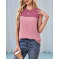 thumbnail image 5 of Tank Top for Women Casual Knitted Summer Sleeveless Tops Crewneck Spring Color Block Shirts Fashion 2025 Pink L, 5 of 6