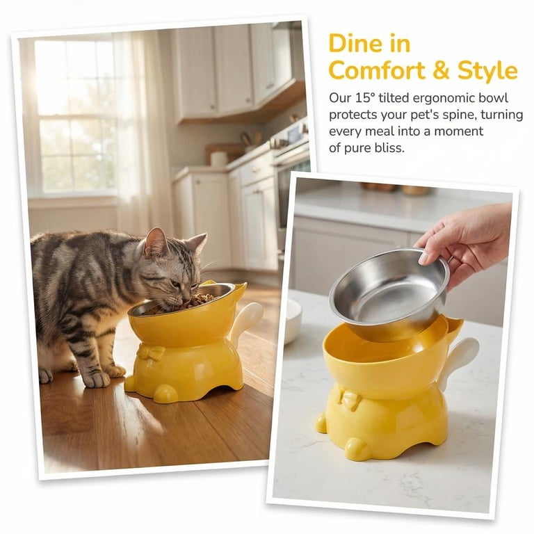 6in raised dog bowls Wooden Raised dog Feeder with 2 Stainless Steel Bowl