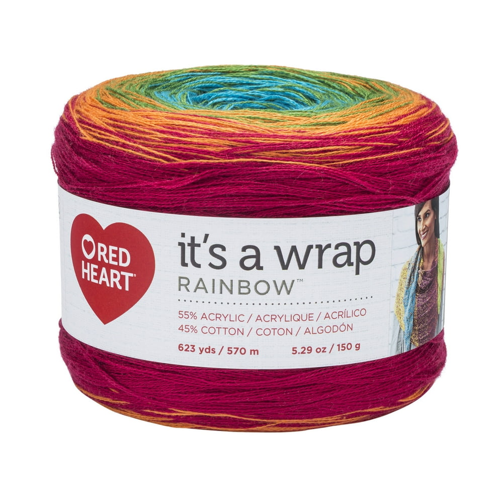 Red Heart It's A Wrap Rainbow Yarn, FIESTA