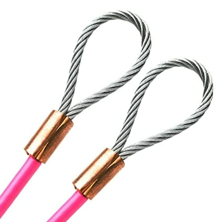 

PSI 1/4 Inch Vinyl Coated Galvanized Steel Wire Copper Sleeve with Ends Tie-Out Cable Fence Railing Pulley Rope (31 feet Pink)