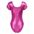 thumbnail image 4 of Zaldita Womens Short Sleeve Leotard Wet Look Patent Leather Bodysuit for Ballet Gymnastics Dance Rose L, 4 of 7