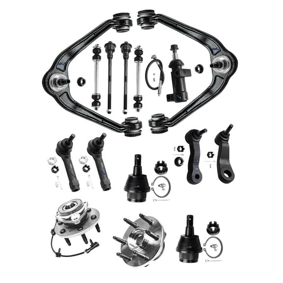 PartsW- 15pc Suspension Kit for 2002-2006 Cadillac Escalade, Chevy Avalanche & Silverado, GMC Sierra & Yukon | Includes Bearings, Control Arms, Ball Joints & Sway Bars