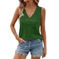 thumbnail image 3 of Womens Tops Summer Solid Color Sleeveless Shirts Casual V Neck Tank Tops Tunic Casual Basic Shirts True Classic Tees Cute Trendy Plain Clothes Summer Loose Fit Clothes Womens Tops 2026 Dark Green XXL, 3 of 5