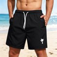 thumbnail image 2 of Satingcolo Men's Swim Trunks String Mid Waist Board Shorts Mesh Lining Daily Wear Shorts Quick Dry Bathing Suit With Two Pockets Black 5XL, 2 of 4