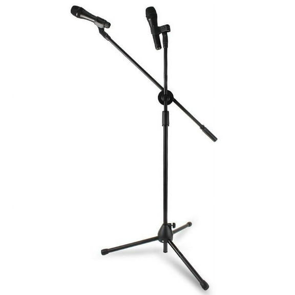 EQCOTWEA Microphone Stand Mic Foldable Double Clip Tripod 360 Rotating