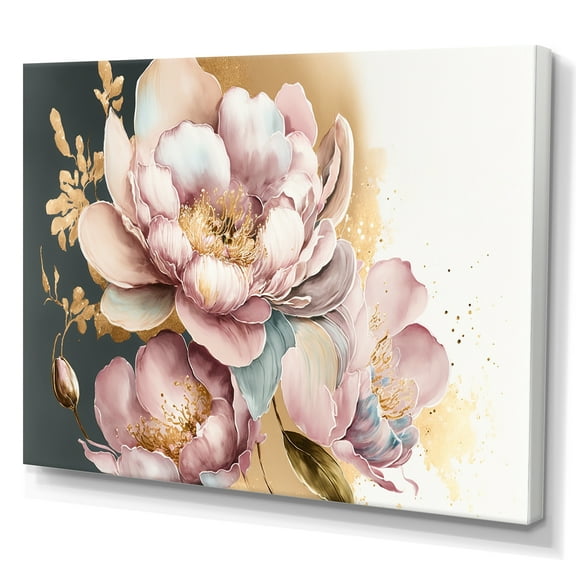 Designart Pink And Gold Orchid Flower II Canvas Wall Art