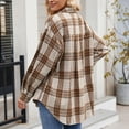 thumbnail image 4 of larppty Women's Casual Cotton Plaid Shirts Long Sleeve Button-Down Flannel Overshirt Jacket (Khaki, S), 4 of 5