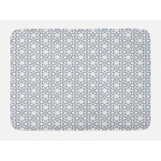 Geometric Bath Mat, Asanoha Pattern with Intertwined Lines Traditional Japanese Hemp Leaf Design, Non-Slip Plush Mat Bathroom Kitchen Laundry Room Decor, 29.5 X 17.5 Inches, Grey White, Ambesonne