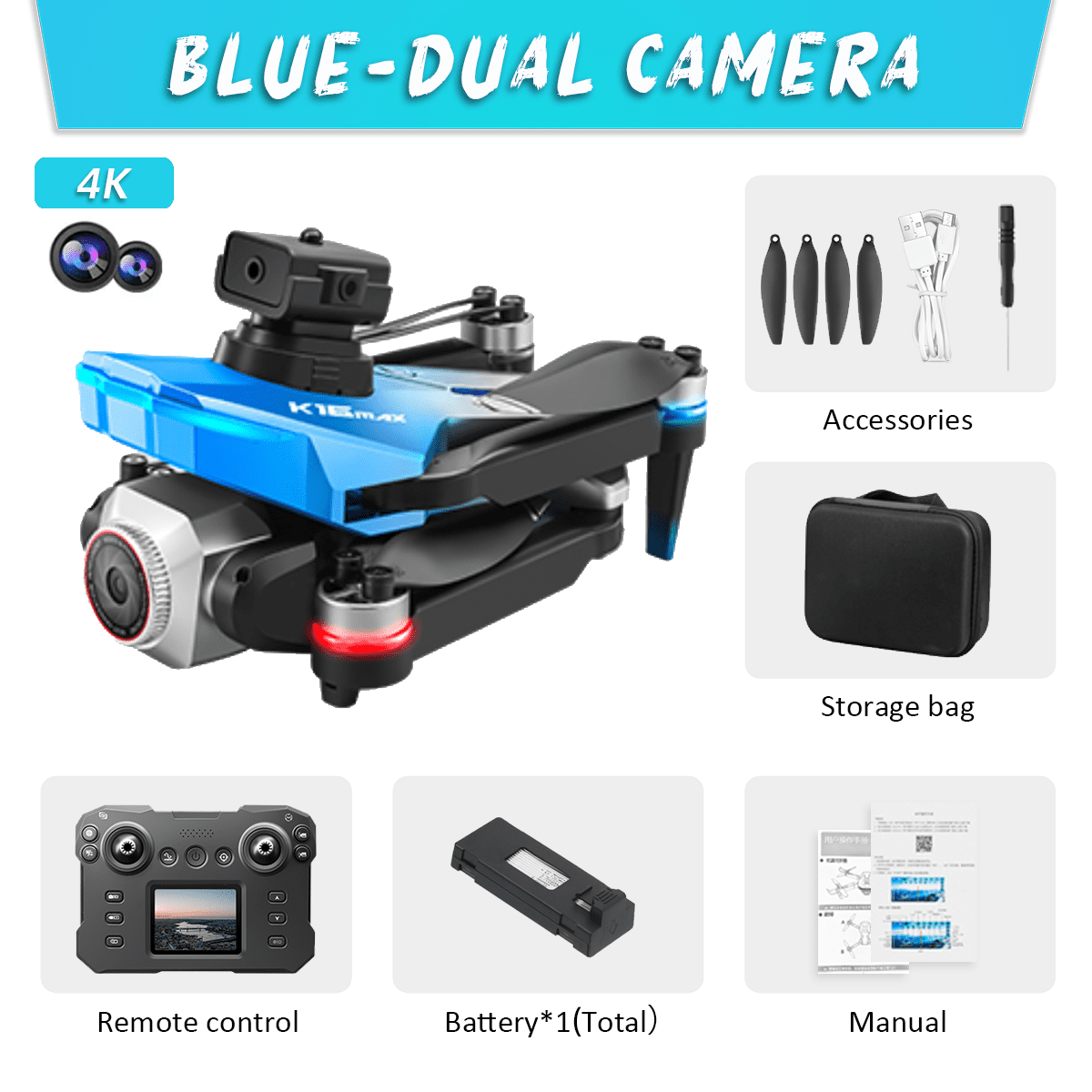 New K16 Max Screen Controlled Version 4K HD Camera Brushless