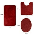 thumbnail image 4 of Set of 3 Non-Slip Bath Mat Bathroom Rugs, Polypropylene Fiber Bath Mat, U-shaped Toilet Floor Mat and Lid Cover, Wine Red, 4 of 5