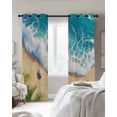 thumbnail image 3 of Beach Coastal Blackout Curtains, Light Blocking Print Window Curtains, Aqua Summer Nautical Seaside Starfish Thermal Insulated Window Drapes for Living Room Kitchen Cafe 2 Panels, 55"W x 39"L, 3 of 9