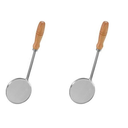 

Bestonzon 2pcs Flat Frying Spoon Stainless Steel Flat Skimmer Spoon Turnip Strips Cake Making Spoon