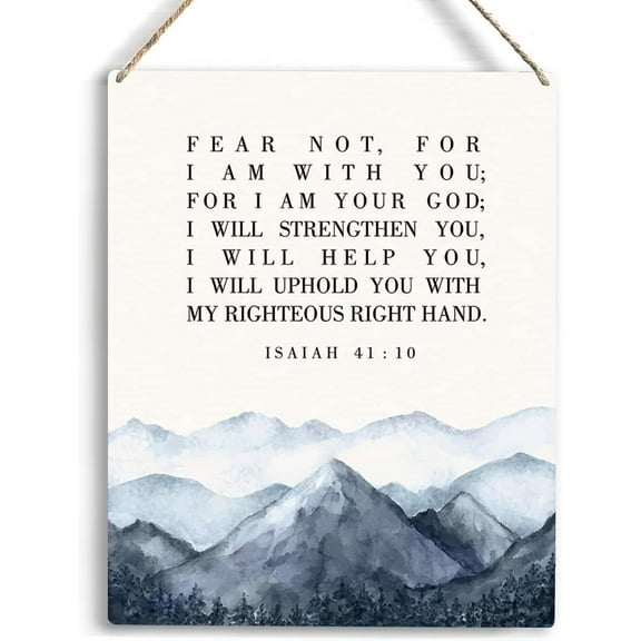 Christian Wall Art Fear Not For I Am With You Wooden Hanging Sign Christian Bible Verse Wall Art Decor for Office Home Bedroom Living Room Religious Home Decor 8x10 Inch