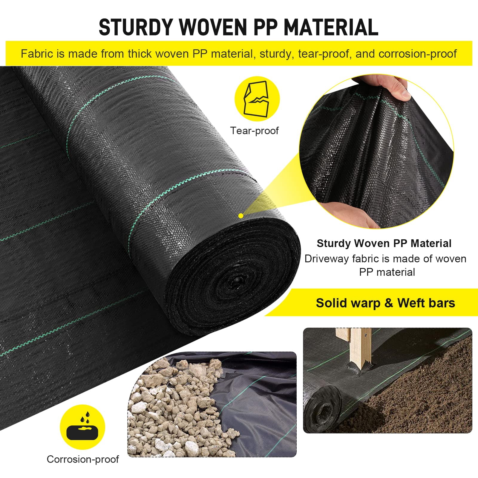 Driveway Fabric, 13x65 ft Road Fabric Commercial Weed Barrier Fabric, Landscape Fabric Heavy Duty 3.5OZ French Drain Fabric for Erosion Control,Landscape Fabric,Weed Barrier,Construction Projects