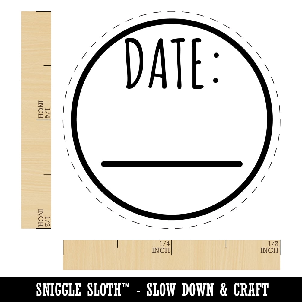 Date Fill-In Circle Self-Inking Rubber Stamp Ink Stamper - Brown Ink - Mini 1/2 Inch