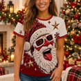 thumbnail image 2 of Womens Christmas 3D Print Short Sleeve Tee Festive Wear Clothes For Women Graphic Shirts Drop Shoulder Roomy Novelty Tees, 2 of 6