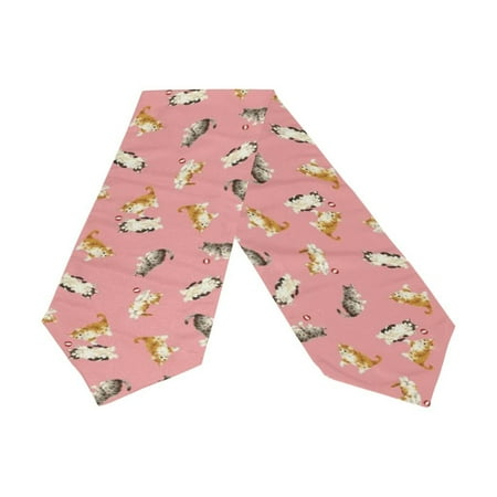 

POPCreation Pretty Lovely Cat Kitten Playing Ball Table Runner 13x70 Inches Pink Table Top Decoration