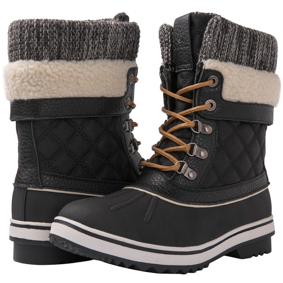 GLOBALWIN Snow Boots For Women Black Women's Winter Boots 9.5M