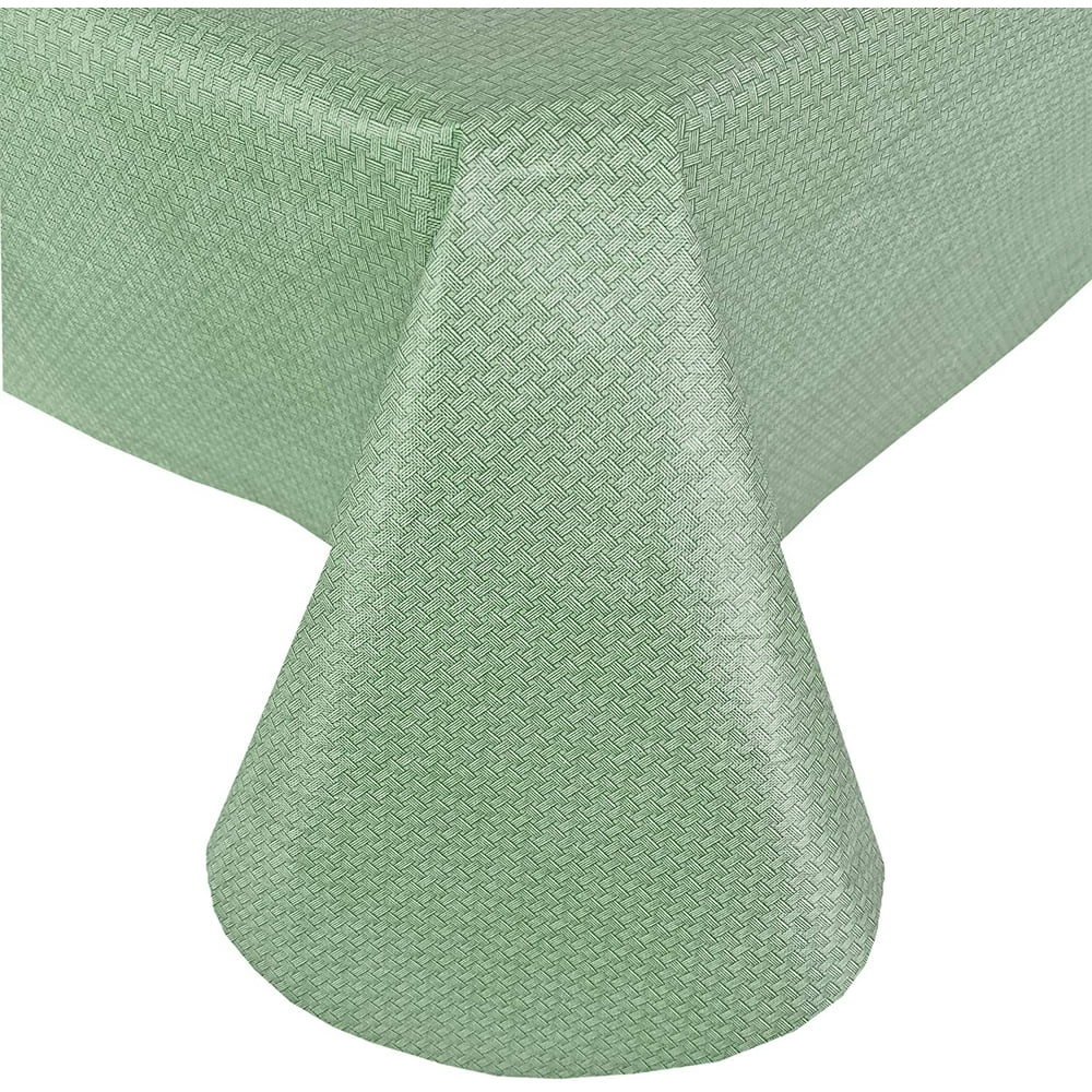 Newbridge Sage Green Basketweave Solid Color Vinyl Flannel Backed