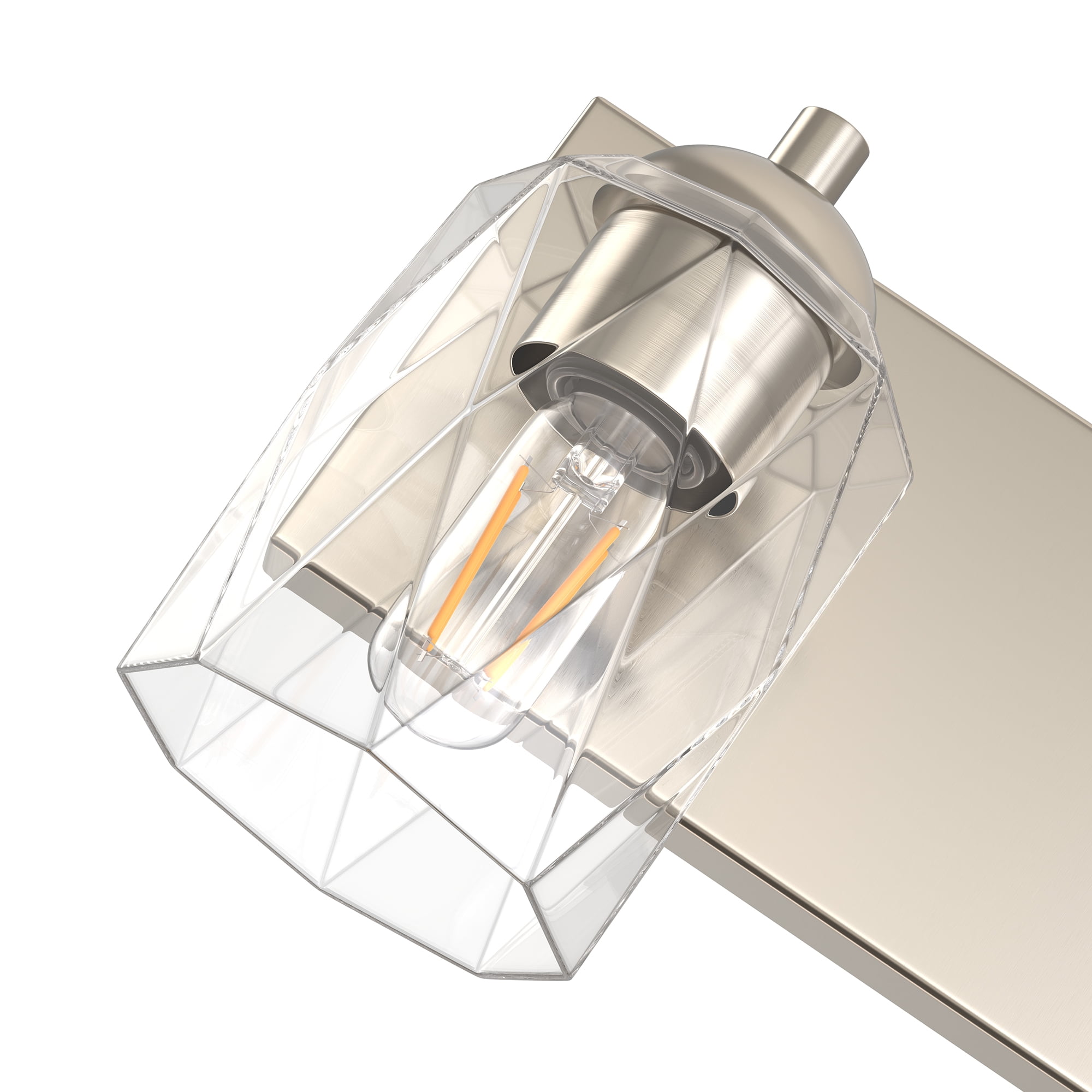 YANSUN 27.2 in 4-Light Nickel Modern Vanity Light, Unique Cylinder Glass Shade Bathroom Mirror Wall Fixture, Vanity Lights for Hallway Living Room Bedroom