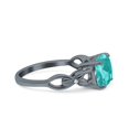thumbnail image 2 of Art Deco Cushion Cut Ring Black Tone Paraiba Tourmaline CZ 925 Sterling Silver Size 6, 2 of 6