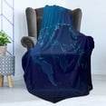thumbnail image 4 of Dark Blue Soft Flannel Fleece Throw Blanket, World Map on Modern Background Illustration, Cozy Plush for Indoor and Outdoor Use, 60" x 80", Indigo Cobalt Blue, by Ambesonne, 4 of 5