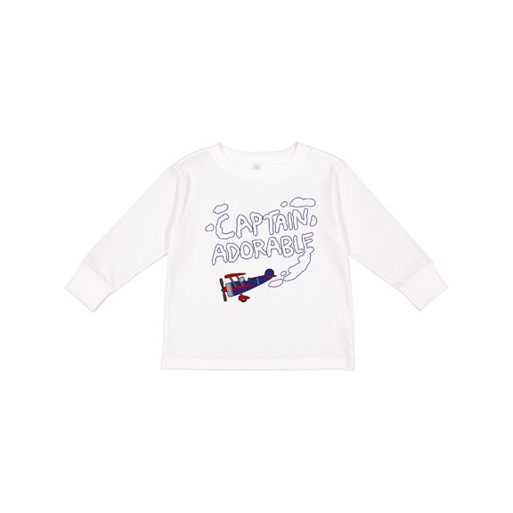 Inktastic Plane Captain Adorable Boys Long Sleeve Toddler T-Shirt