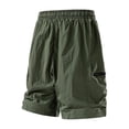 thumbnail image 7 of GSPCLAM Mens Plus Size Shorts Stretchy Summer Quick Dry Roomy Solid Classic Drawstring Elastic Waist with Zipper Pockets Athleisure Soft Shorts for Running Army Green L, 7 of 7