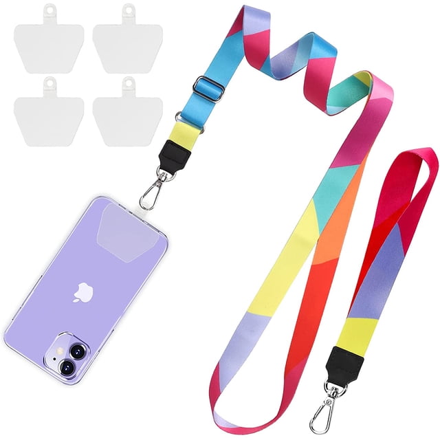 Universal Phone Lanyard, Universal Nylon Neck Strap and Wrist Strap Tether With 4 Durable Clear Patches Key
