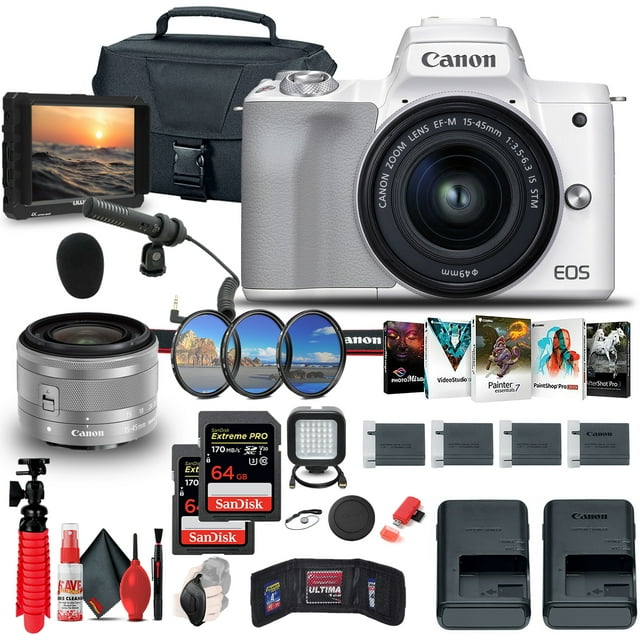 Canon EOS M50 Appareil Photo Numérique Sans Miroir avec Objectifs 15-45mm et 55-200mm Bundle (Modèle International)