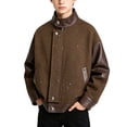 thumbnail image 2 of ATORRE Boys Leather Jacket 2026 Stylish Stand Collar Long Sleeve Zipper Baseball Jackets Kids Leather Jacket Fall Winter Outerwear Coffee 1-2 Years, 2 of 9