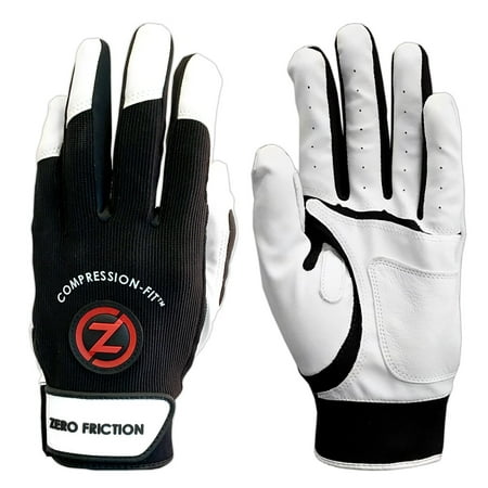 Black Baseball Glove - Zero Friction Men's Performance Batting Gloves, Black