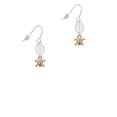 thumbnail image 2 of Delight Jewelry Goldtone Mini Skull & Bones with Crystals Silvertone Leaf French Earrings, 2 of 5