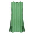 thumbnail image 5 of qucoqpe Womens Summer Dress Fashion Casual Striped Printed Sleeveless Round Neck Mini Dress Loose Flowy Pleated Hem Sundress, 5 of 6