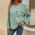 thumbnail image 3 of Womens Fall Clothes with Pockets, Long Sleeve Pullover for Women Fashion Loose Fit Solid Color Crewneck Sweatshirts, 3 of 3