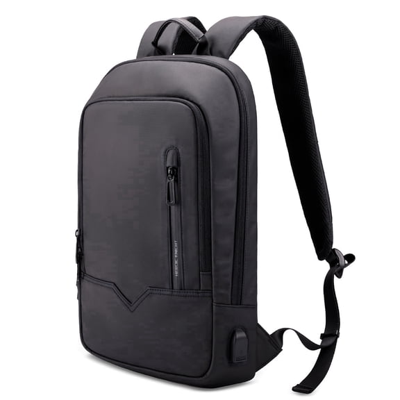 HEROIC KNIGHT 15.6" Laptop Backpack for Men with USB Charger, Lightweight Durable Bag for Business Travel-Black