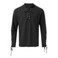 thumbnail image 4 of Hpapadks Mens Casual Shirts Long Sleeve Steam Punk Retro Gothic Stand Polo Solid Blouses Men Dress Shirt Black L, 4 of 5