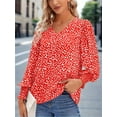 thumbnail image 2 of Women's V Neck Long Sleeve Shirt Tops Casual Office Work T-Shirt Blouse, 2 of 7